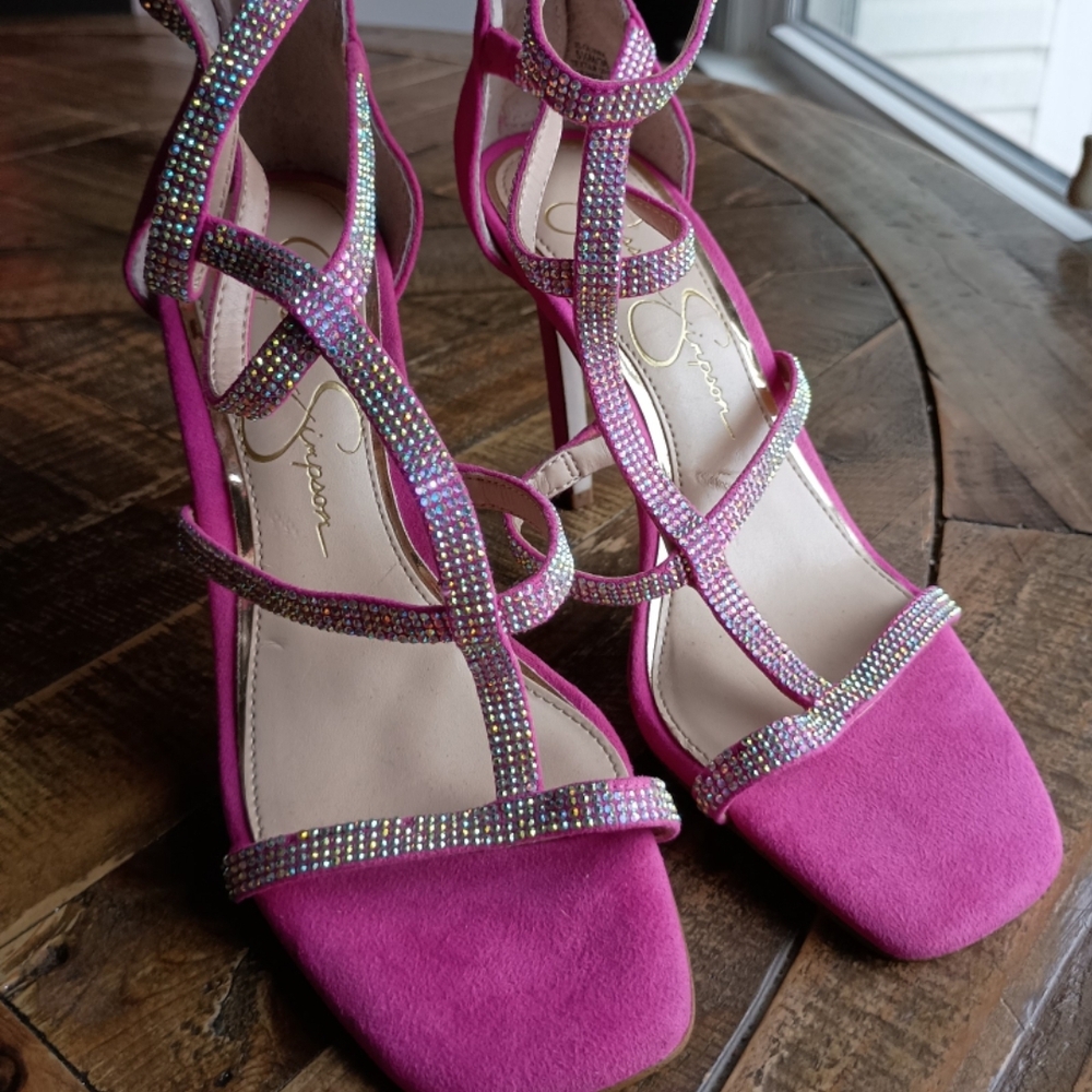 Jessica Simpson Fuchsia Rhinestone Heels